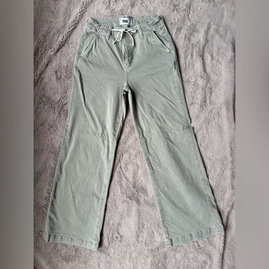 Paige Wide Leg Pants In Khaki